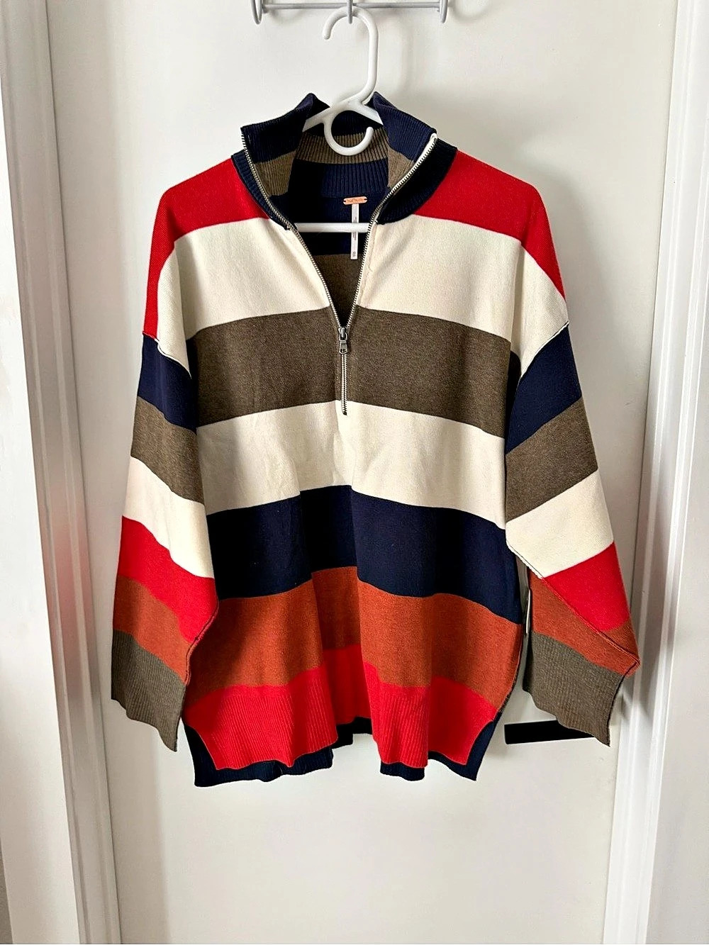 Free People Set Sail Pullover Color Block Cotton Sweater XS
